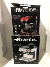 ARIETE MODERNA ESPRESSO COFFEE MACHINE TO INCLUDE ARIETE METAL ESPRESSO COFFEE MAKER WITH BUILT-IN GRINDER