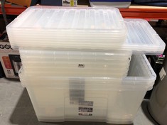 8 X ASSORTED STORAGE BOXES TO INCLUDE 60L CRYSTAL CLEAR BOX