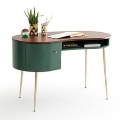 LA REDOUTE TOPIM VINTAGE COMPUTER DESK IN GREEN / WALNUT - MODEL NO. GDI240 - RRP £625