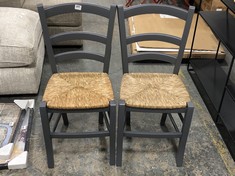 LA REDOUTE SET OF 2 PERRINE COUNTRY STYLE CHAIRS IN GREY / NATURAL - MODEL NO. GCL830 - RRP £125