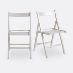 LA REDOUTE SET OF 2 YANN SOLID BEECH FOLDING CHAIR IN NATURAL - RRP £60