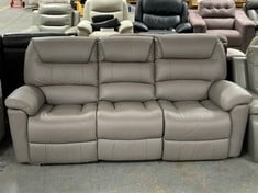 LA-Z-BOY STATEN 3 SEATER POWER RECLINER SOFA IN LIGHT GREY LEATHER - RRP £1799