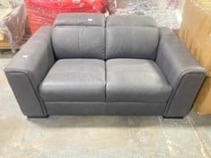 MASON 2 SEATER SOFA IN RELAXED MATT CHARCOAL LEATHER - RRP £1099