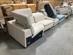 MAJESTICA CORNER, 1 SEATER SOFA PART IN CREAM LEATHER (PARTS ONLY) AND 4 X ASSORTED SOFA PARTS TO INCLUDE CORNER SOFA PART IN LIGHT GREY LEATHER (PARTS ONLY) (KERBSIDE PALLET DELIVERY)