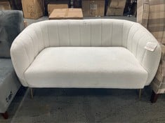 RUSSELL BOUCLE 2 SEATER SOFA IN WHITE TEDDY FABRIC - RRP £270