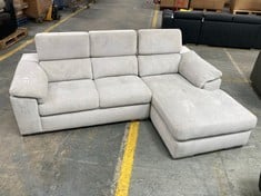 3 SEATER SOFA WITH RIGHT HAND FACING CHAISE IN LIGHT GREY FABRIC