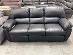 LEIGHTON 3 SEATER MANUAL RECLINER SOFA IN BLACK LEATHER - RRP £1249