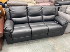 ALBION 3 SEATER MANUAL RECLINER SOFA IN BLACK LEATHER - RRP £749