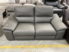 PAVILLION 2 SEATER POWER RECLINER SOFA IN DARK GREY LEATHER - RRP £949