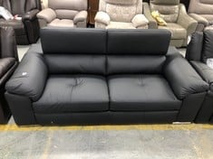 BRADY LEATHER 2 SEATER SOFA IN BLACK - RRP £1049