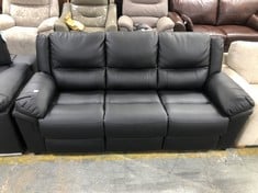 ALBION 3 SEATER STATIC SOFA IN BLACK LEATHER - RRP £599