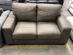 HAMPSHIRE 2 SEATER LEATHER SOFA IN GREY - BROWN - RRP £949