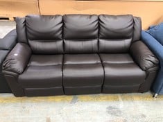 ALBION STATIC 3 SEATER SOFA IN CHOCOLATE LEATHER - RRP £599