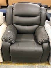 ROTHBURY LUXURY FAUX LEATHER HIGH BACK MANUAL RECLINER ARMCHAIR IN DARK GREY - RRP £449