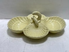 APPROX 42 X STONE THE CROWS YELLOW FISH AND SHELL DESIGN SERVING PLATE