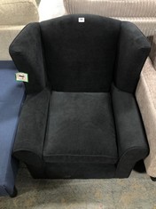 DENTON GRACE CHENILLE FABRIC WINGBACK ARMCHAIR IN BLACK - RRP £339