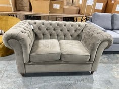 CHESTERFIELD 2 SEATER SOFA IN MINK VELVET - RRP £814