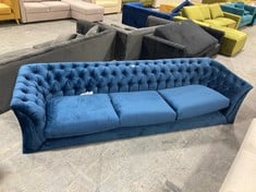 CHESTERFIELD MODERN 4 SEATER SOFA IN ROYAL BLUE VELVET - RRP £989