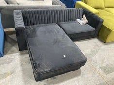 SLENDER UNIVERSAL 3 SEATER SOFA WITH CHAISE IN BLACK VELVET - RRP £769