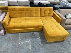 LUDO UNIVERSAL 3 SEATER SOFA BED WITH CHAISE END IN YELLOW VELVET - RRP £1423