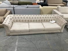 CHESTERFIELD MODERN 4 SEATER SOFA IN LIGHT CREAM VELVET - RRP £989