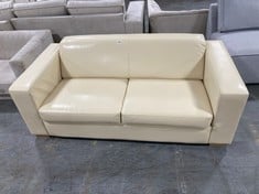 GEM 2 SEATER SOFA IN FAUX CREAM LEATHER - RRP £523