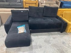 GLOBE 3 SEATER SOFA BED WITH CHAISE END IN BLACK - RRP £1398