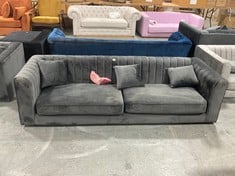 MARY 3 SEATER SOFA IN DARK GREY VELVET - RRP £1010