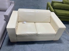 GEM 2 SEATER SOFA IN FAUX CREAM LEATHER - RRP £523