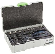 X12 ASSORTED HARDWARE ITEMS TO INCLUDE FESTOOL 497881 RATCHET SET, 36 PIECES.