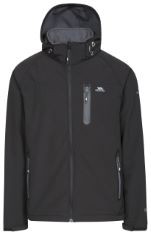 TRESPASS MEN'S ACCELERATOR II WATERPROOF SOFTSHELL JACKET WITH REMOVABLE HOOD, BLACK, X-LARGE.