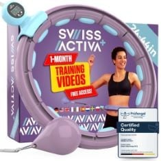 9 X SWISS ACTIVA+ S2 XXL SMART HULA HOOP WITH WEIGHT BALL - UP TO 47IN/ 120CM FOR PLUS SIZE XXL - WON'T FALL OFF - WEIGHT LOSS HOOP FOR WOMEN - SMART FITNESS HULA HOOP WITH WEIGHT.