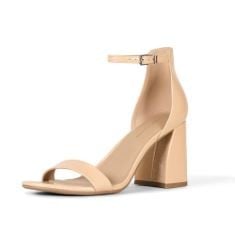 2 X ESSENTIALS WOMEN'S HIGH-HEEL NOLA, BEIGE PATENT, 8.5 UK.