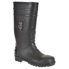 X2 ASSORTED FOOTWEAR TO INCLUDE PORTWEST FW95 WATERPROOF TOTAL SAFETY WELLINGTON S5 BLACK, 42, DEWALT MEN'S CLASSIC RIGGER SAFETY BOOTS BROWN UK 9 EUR 43, BROWN, UK.