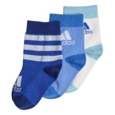 11 X ADIDAS UNISEX KIDS GRAPHIC SOCKS 3 PAIRS, ROYAL BLUE/BLUE FUSION/WHITE, 2-3.5UK CHILD.