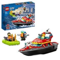 5X ASSORTED LEGO TO INCLUDE LEGO 60373 CITY FIRE RESCUE BOAT TOY, FLOATS ON WATER, WITH JETPACK, DINGHY AND 3 MINIFIGURES, EVERYDAY HERO TOYS FOR BOYS AND GIRLS AGED 5+, GIFT IDEA, LEGO CITY GREEN RA