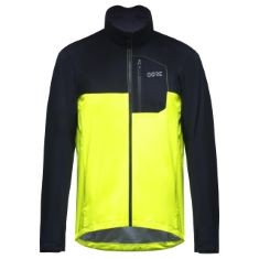 1 X GORE WEAR MEN'S CYCLING JACKET SPIRIT, GORE-TEX INFINIUM, NEON YELLOW/BLACK, M.