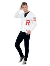 X12 ASSORTED ADULT FANCY DRESS TO INCLUDE SMIFFYS GREASE RYDELL PREP COSTUME IN WHITE FOR ADULTS, SWEATER VEST, BUTTON-UP, ICONIC R LETTER, OFFICIALLY LICENSED, PERFECT FOR MATCHING GROUP FANCY DRESS