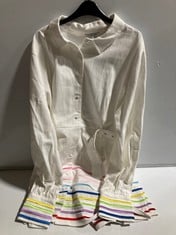 OLIVIA RUBIN MACKENZIE SLEEVED MI WHOF JACKET IN WHITE WITH COLOURED STRIPES SIZE 16 - RRP £210