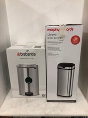 BRABANTIA NEWLCON PEDAL BIN 20 LITRE TO INCLUDE MORPHY RICHARDS CHROMA 50 LITRE SENSOR BIN