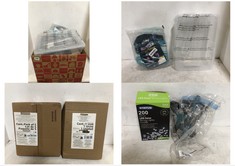 BOX OF ASSORTED HOUSEHOLD ITEMS TO INCLUDE STATUS 200 WHITE LED SOLAR STRING LIGHTS