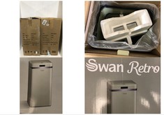 2 X SWAN RETRO 45L SQUARE SENSOR BIN 1 X GREY, 1 X GREEN