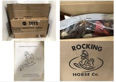 HOT WHEELS CORKSCREW CRASH RACE TRACK SET TO INCLUDE PLUSH ROCKING HORSE BROWN