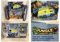 4 X ASSORTED KIDS TOYS TO INCLUDE PAW PATROL JUNGLE RESCUE PAW PATROL VEHICLE RESCUE SET