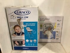 GRACO SNACK N STOW HIGH CHAIR TO INCLUDE INGENUITY SOOTHING BOUNCER - MORRISON 0M-6M