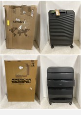 SAMSONITE SPINNER 75/28 EXP TRAVEL CASE BLACK HARDSHELL TO INCLUDE AMERICAN TOURISTER TRAVEL CASE BLACK HARDSHELL LARGE SPINNER