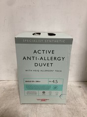 2 X JOHN LEWIS ACTIVE ANTI-ALLERGY SINGLE DUVETS 4.5TOG