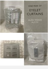 JOHN LEWIS ONE PAIR OF EYELET CURTAINS ALDA WEAVE PUTTY 167 X 228CM RRP- £95