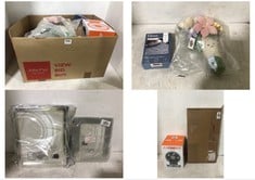 BOX OF ASSORTED HOUSEHOLD ITEMS TO INCLUDE ANYDAY 6" USB DESK FAN