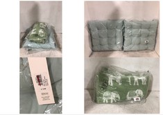 2 X JOHN LEWIS PLAIN SEAT PAD DUCK EGG 43X43CM TO INCLUDE JOHN LEWIS TOWEL GREEN WITH ELEPHANTS